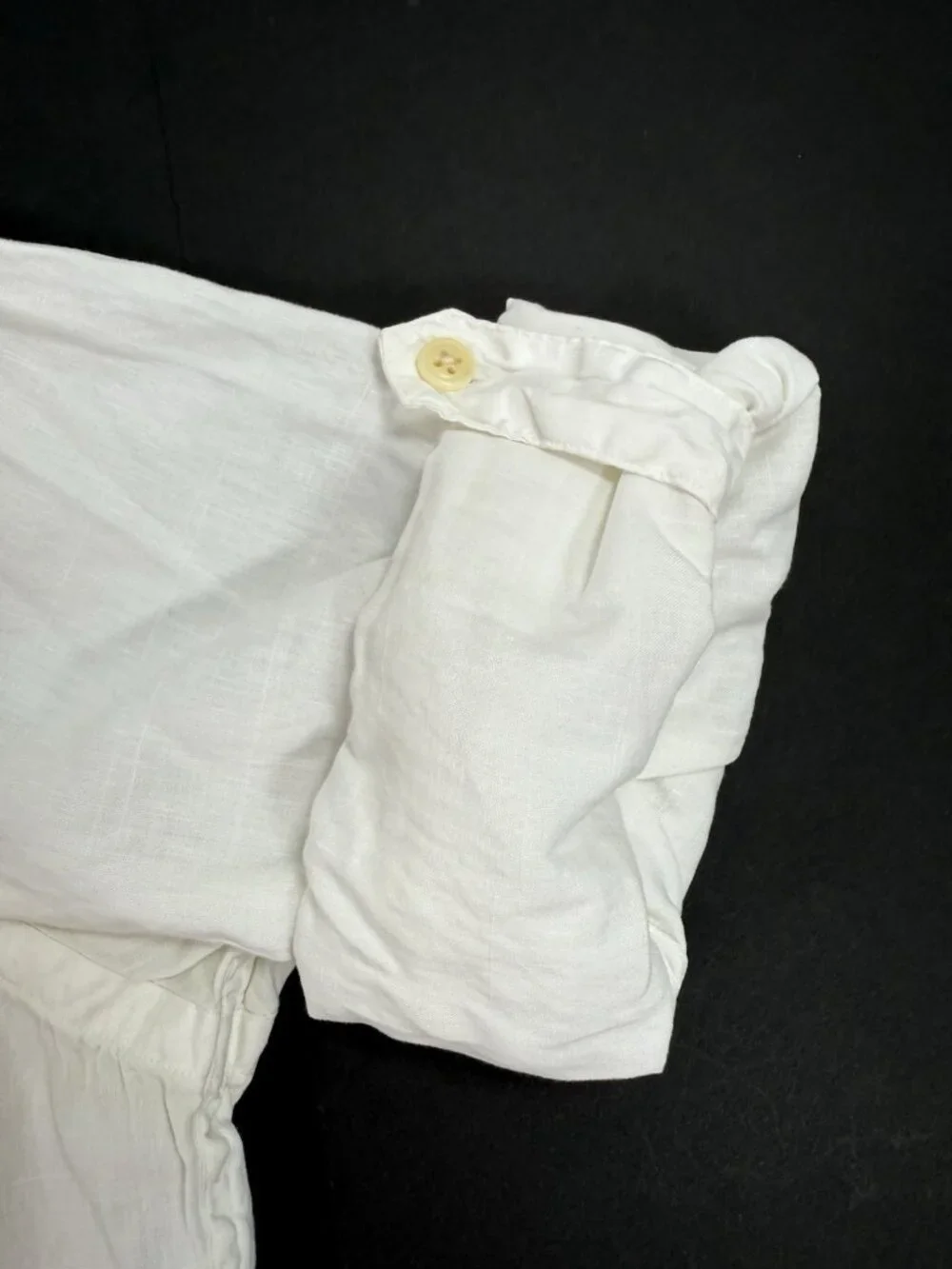Vtg Polo Ralph Lauren Mens Shirt Size Medium Roll Tab Sleeve Linen Blend White
